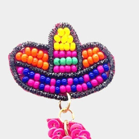 Donkey Piñata Seed Beaded Earrings - Picture 2 of 6